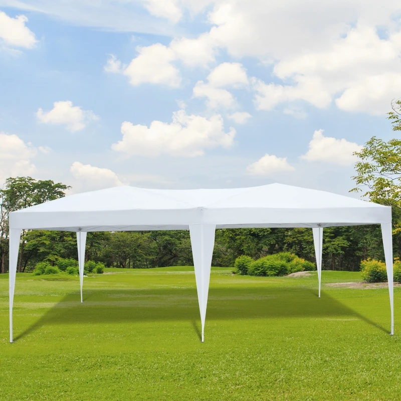 Outsunny Pop Up Gazebo 3 x 6m, Foldable Canopy Tent with Carrying Bag for Outdoor Garden Patio Party, White