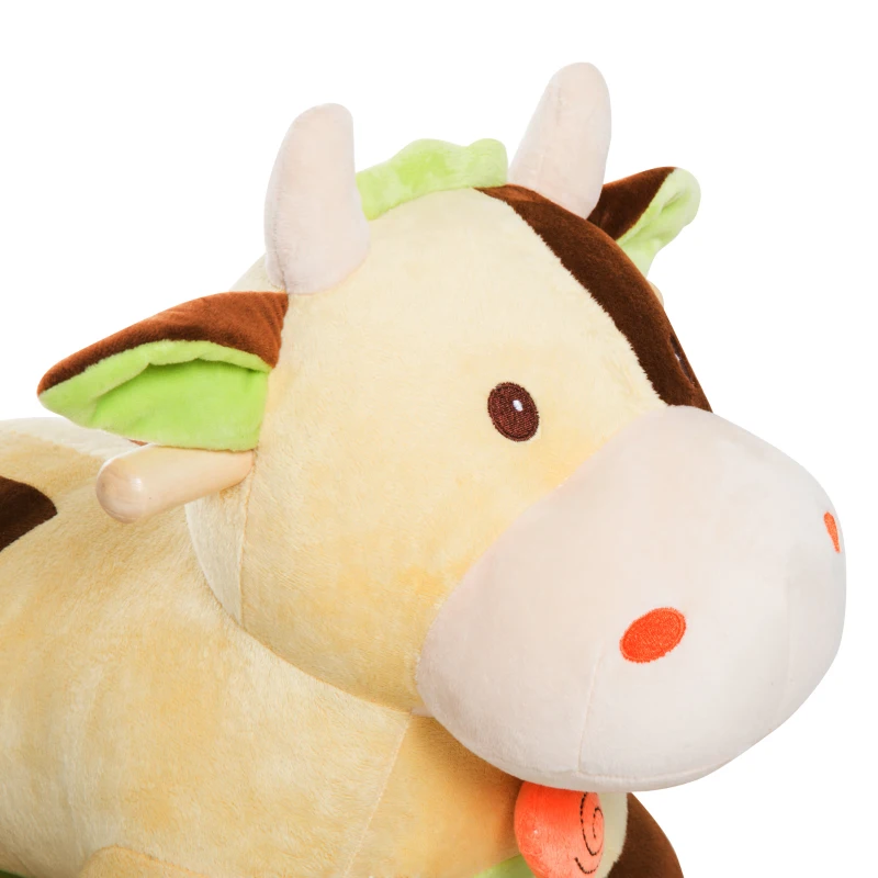 HOMCOM Kids Plush Rocking Cow-Multicolour