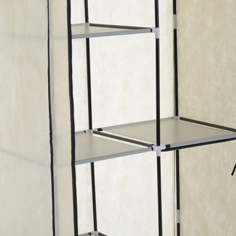 HOMCOM Fabric Wardrobe W/ Shelf Hanger-Beige