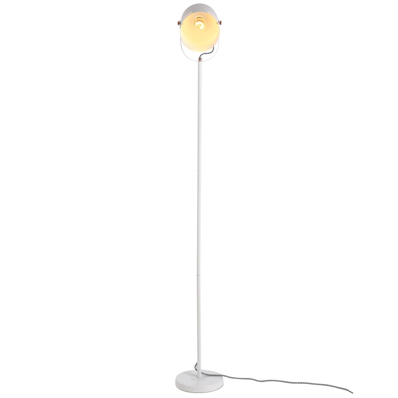 HOMCOM Metal Tall Free-Standing Spotlight Lamp w/ Adjustable Shade Angle White