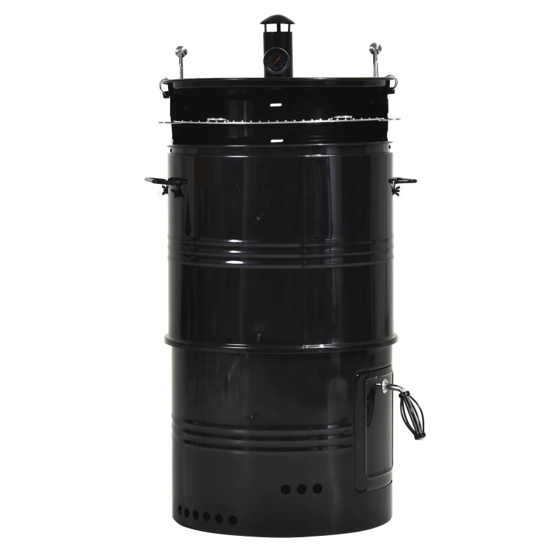 Outsunny Steel Barrel Charcoal BBQ Cooker Black