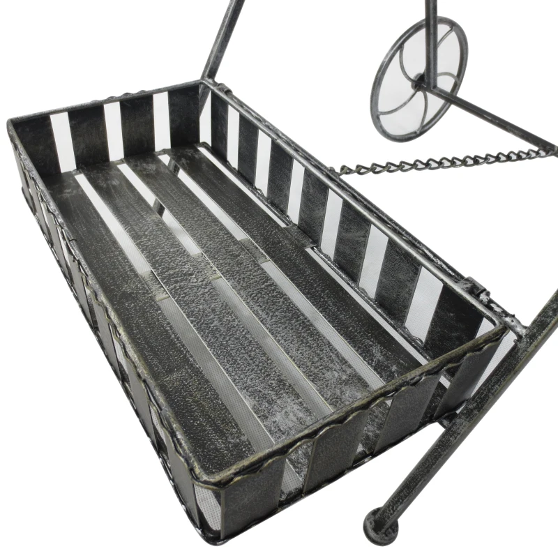 Outsunny 3-Tier Metal Plant Stand, 53Lx39Wx79H cm-Silver/Grey