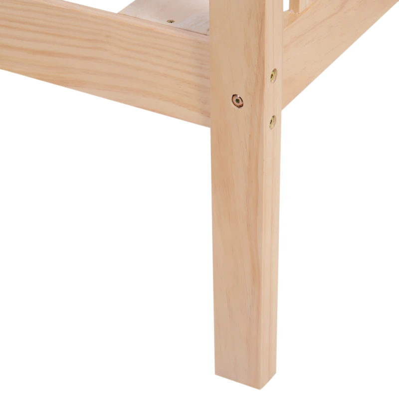 HOMCOM Double Bed Solid Pine Wooden Frame, 208L x 143W x 82Hcm-Natural Wood Colour