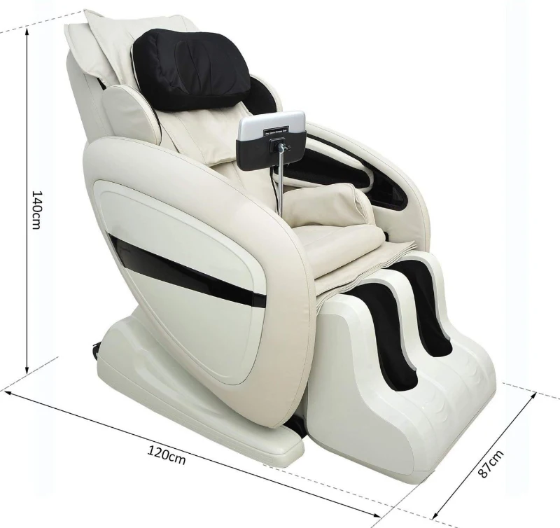 HOMCOM Electric Full Body Massage Chair Recliner, Zero Gravity-Cream