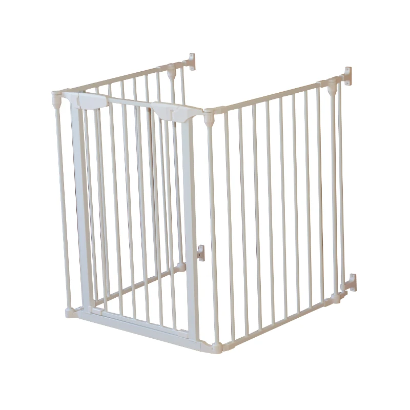 Pawhut 3 Panels Metal Freestanding Pets Safety Gate Barrier-White