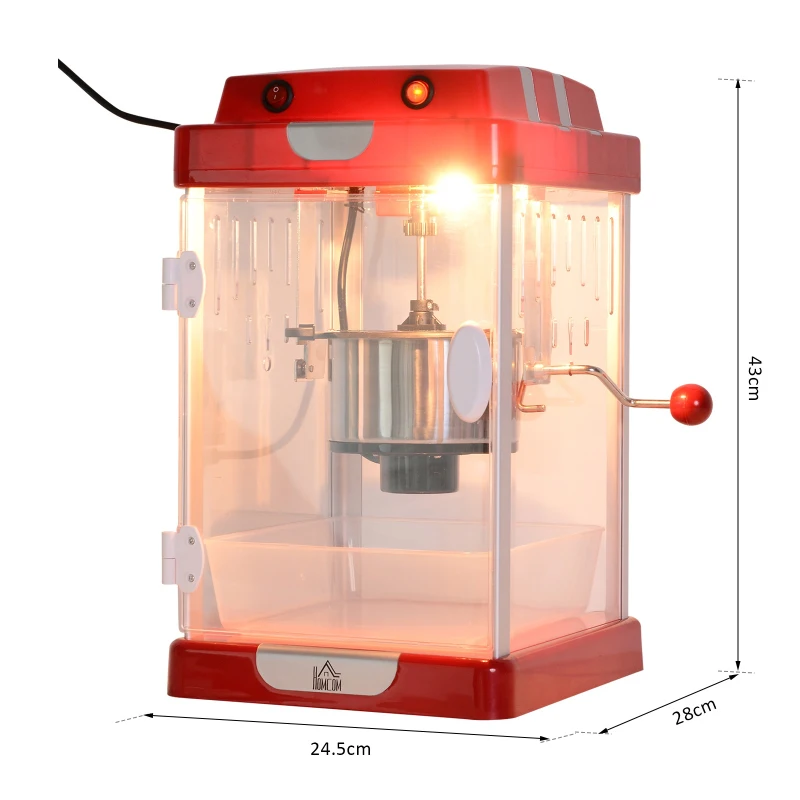 HOMCOM Popcorn Maker Machine 310W Overheat Protection w/ Recipes & Measuring Cup Stainless Steel 2.5oz