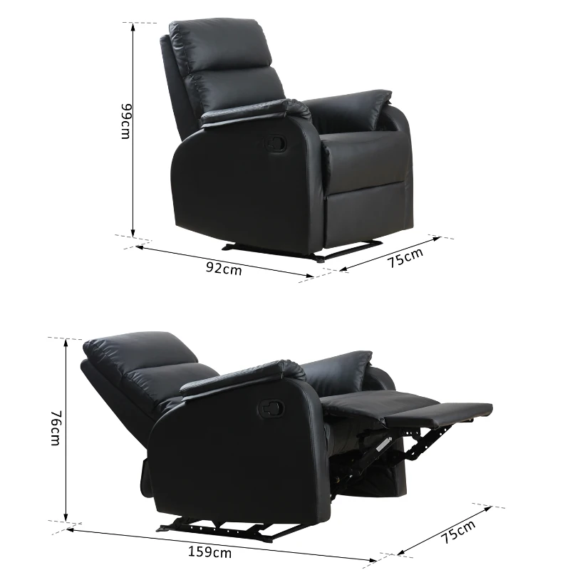 HOMCOM Reclining Chair Sofa Seat-Black
