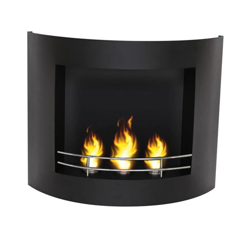 CHEMINEE BIO ETHANOL MURALE A GEL ACIER INOXYDABLE 3 BRULEURS DESIGN NOIR NEUF 26