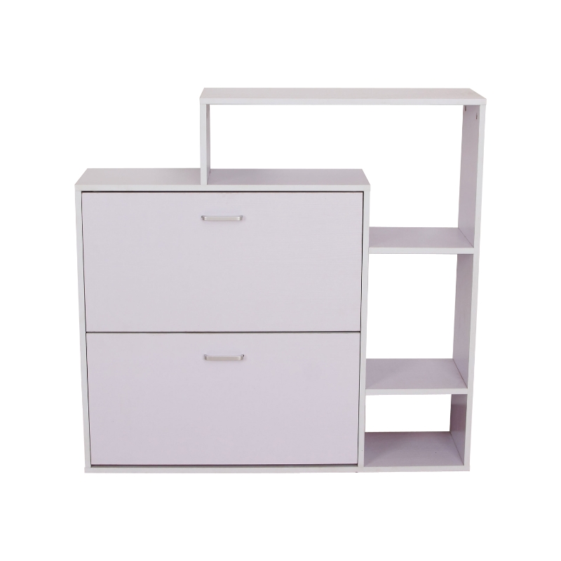 HOMCOM Shoe Cabinet, 2 Drawers/3 Shelfs-White