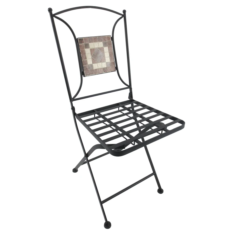Outsunny 3 Pcs Metal and Mosaic Bistro Set-Orange/Black