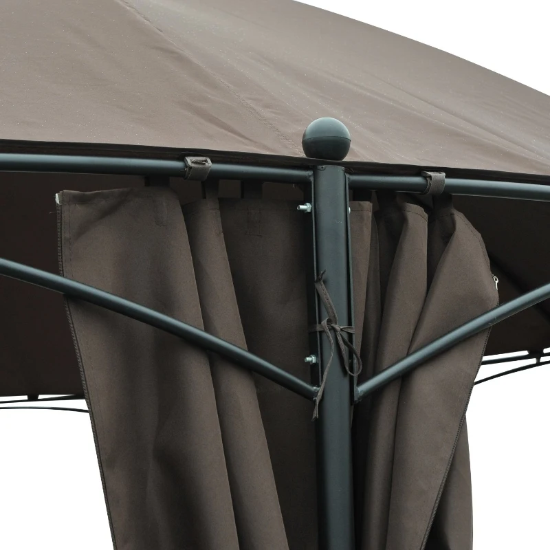 Outsunny Φ365x275Hcm  Round Gazebo W/Sidewall-Coffee