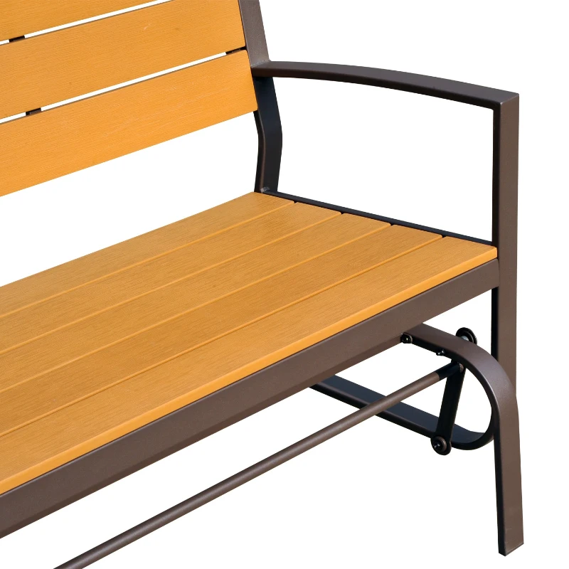 Outsunny Porch 2-Seater Swing Chair- Brown Teak PS Wood