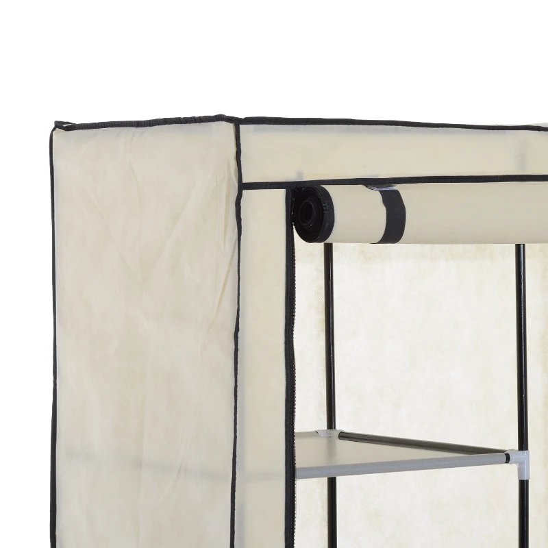 HOMCOM Fabric Wardrobe W/ Shelf Hanger-Beige