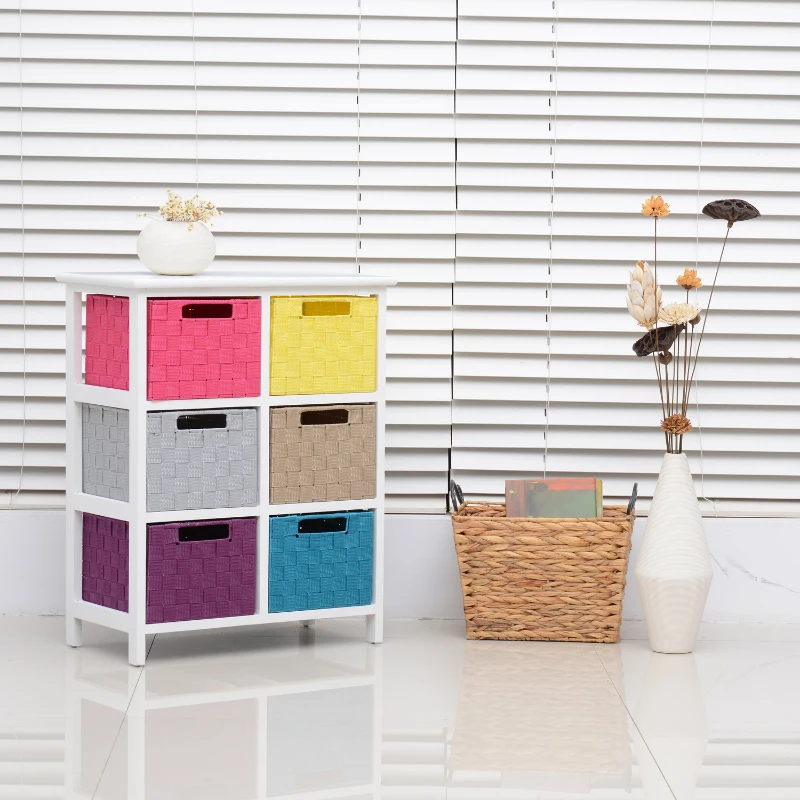 HOMCOM 6-Drawer Wood Storage Cabinet-Multicolour