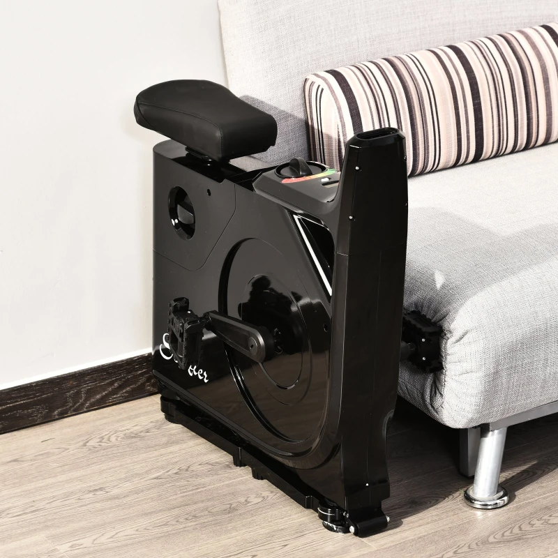 HOMCOM Steel Collapsing Portable Exercise Bike w/ Table Top Desk Black