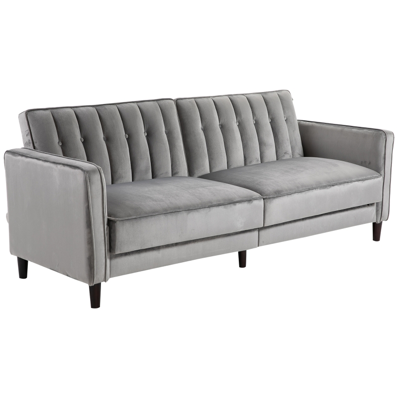 HOMCOM Sofa Bed Adjustable Back Thick Cushions, 205W x 98D x 98Hcm-Grey