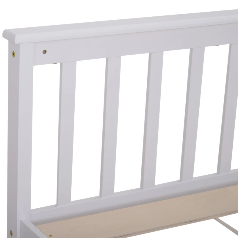 HOMCOM Double Bed Solid Pine Wooden Frame, 208L x 143W x 82Hcm-White and Oak