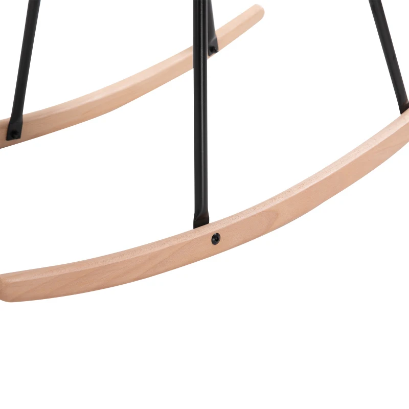 HOMCOM Flannelette Rocking Chair w/ Metal Frame Wood Legs Comfortable Accent Chair Home Office Elegant Dining Bedroom Blue