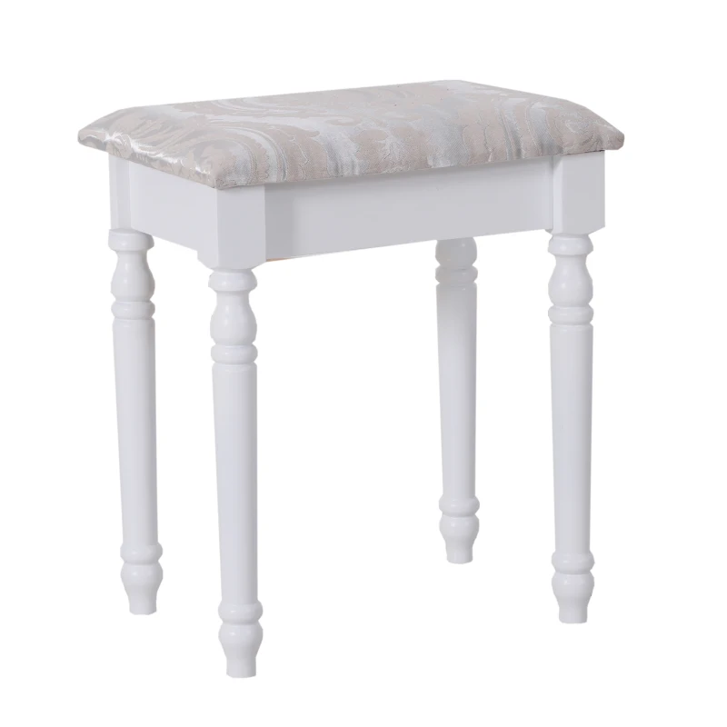 HOMCOM Dressing Table Set W/ Stool and Mirrored Desk-White