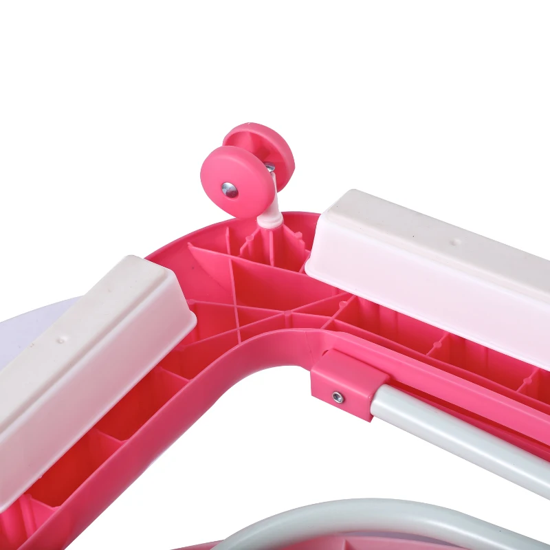 HOMCOM Foldable Baby Walker, Adjustable Height , 70L x 65W x 55Hcm-Pink