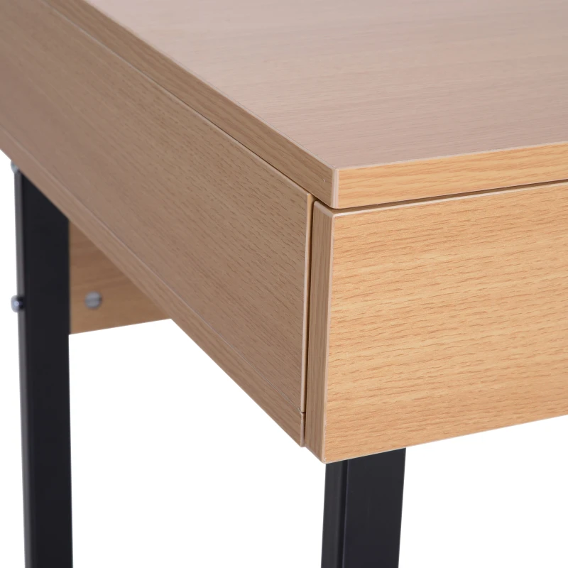 HOMCOM Computer Desk, 120Lx52Wx76.2Hcm-Natural Wood/Black Colour