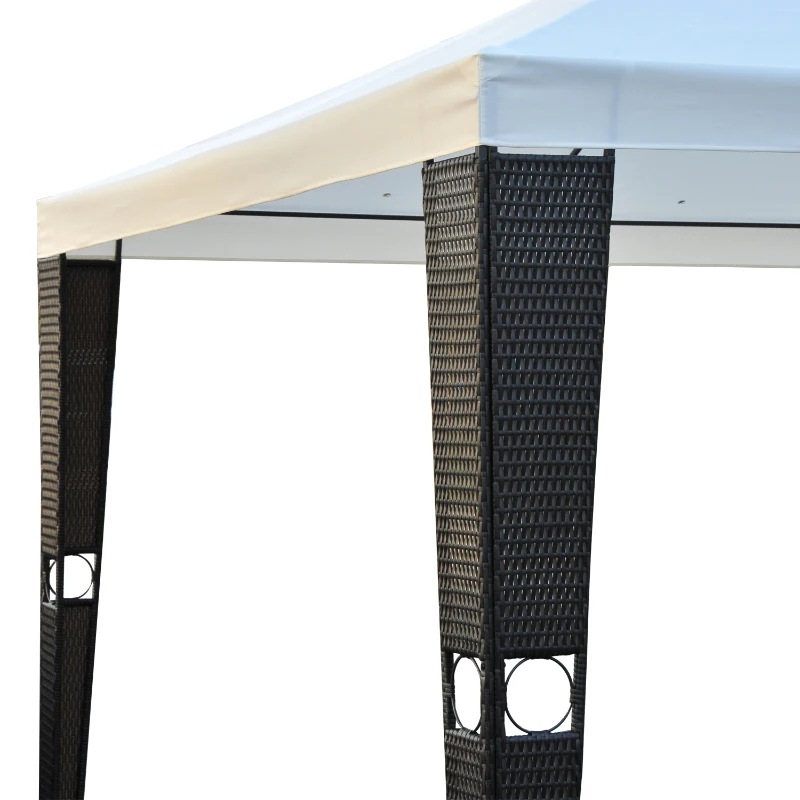 Outsunny 3x3 m Waterproof Double-Tier Gazebo-Brown/ Creamy White