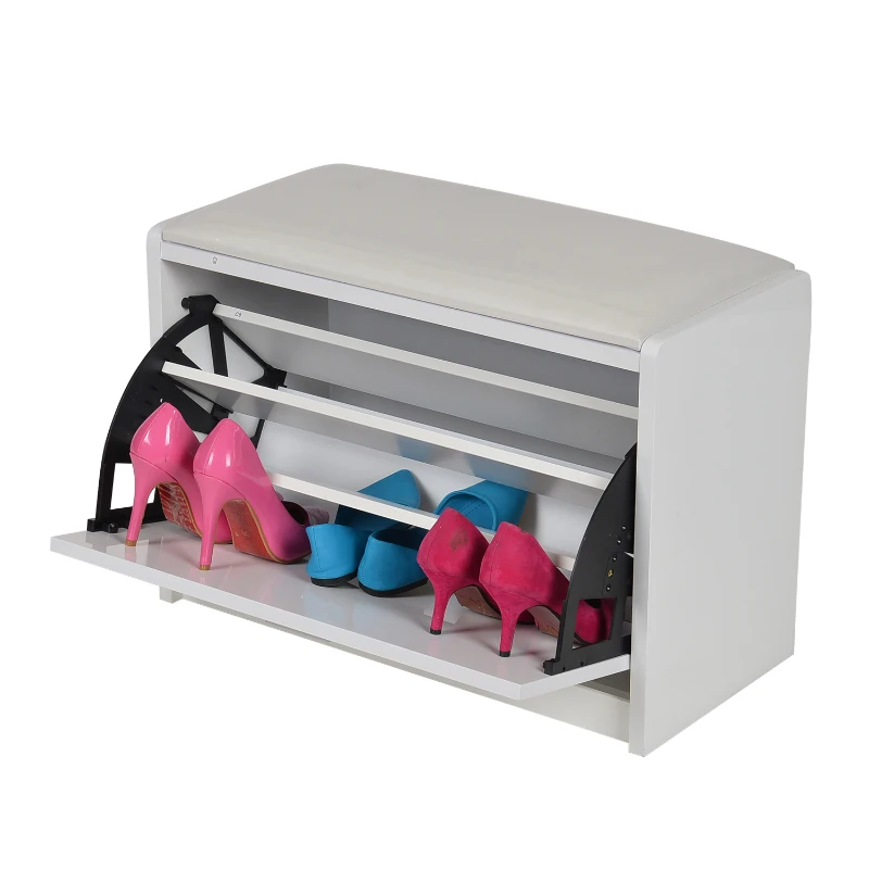 HOMCOM Shoe Bench Organizer-White