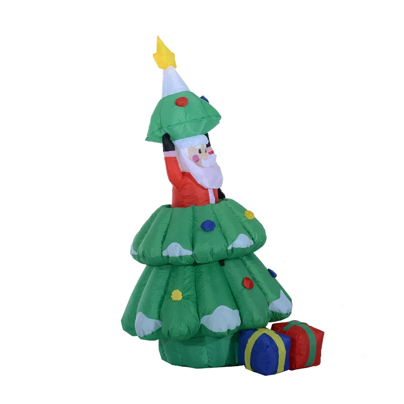 HOMCOM Large Christmas Inflatable Lighted Tree W/Hidden Santa Claus