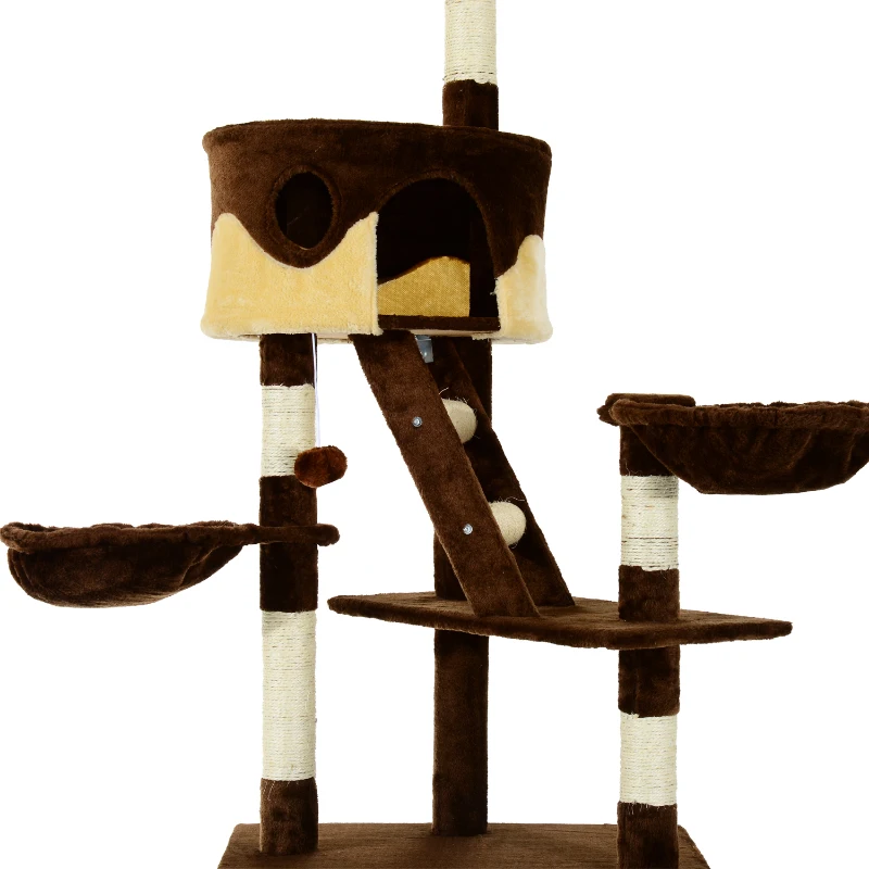 Pawhut 260cm Cat Tree Kitten Activity Center – Coffee & Cream