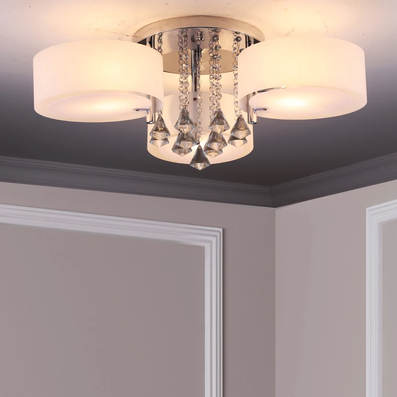 HOMCOM Pendent Ceiling Light, Ф72-Silver/White