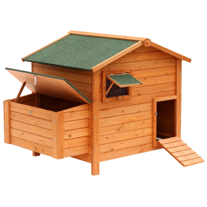 Pawhut Chicken Coop, 134.5Lx90Wx99.5H cm-Fir Wood