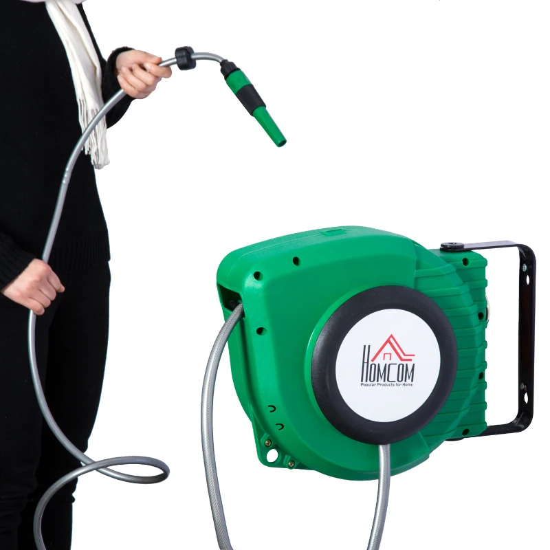 HOMCOM Retractable Wall Mounted Water Hose Reel, 9 m