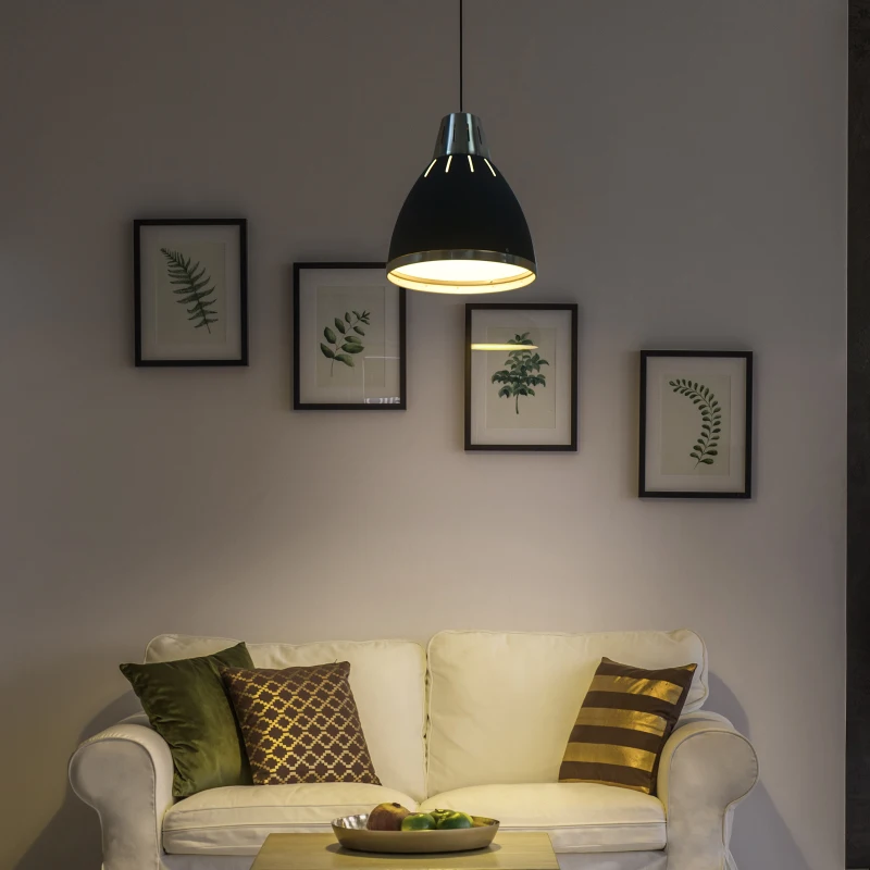 HOMCOM Ceiling Lamp, Adjustable Hanging, Ф30 cm, Metal-Black