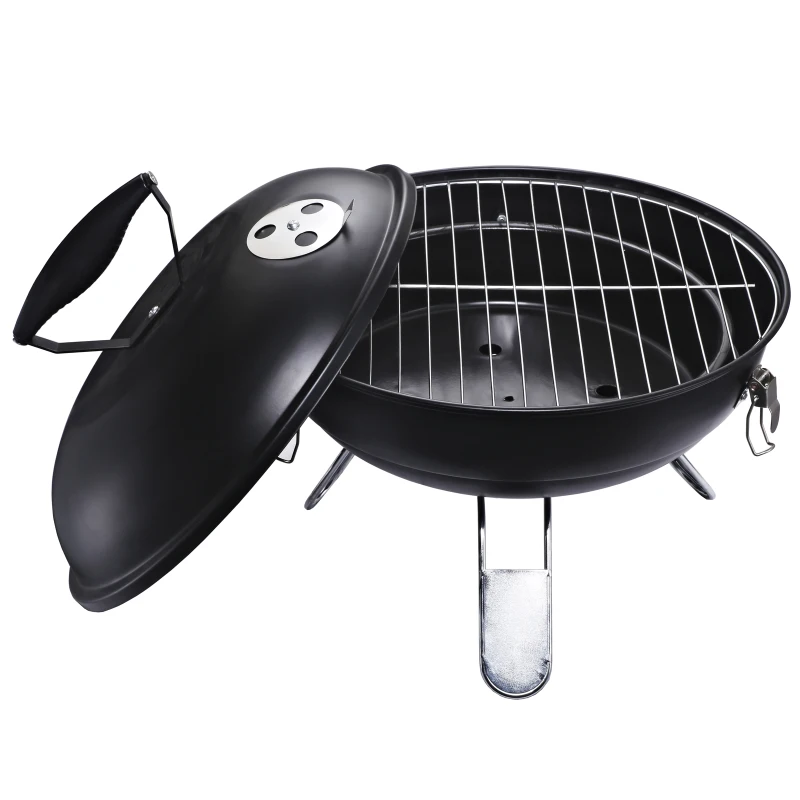 Outsunny Steel Portable Charcoal BBQ Grill w/ Grid Black