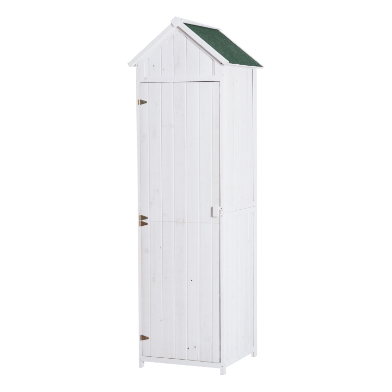 Outsunny Garden Shed, 65Lx67.5Wx214H cm, Wood-White
