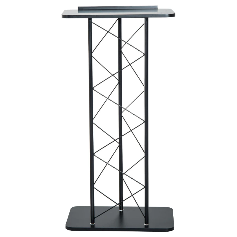 HOMCOM Floor-Standing Lecturn Stand-Black Metal Pipe, MDF