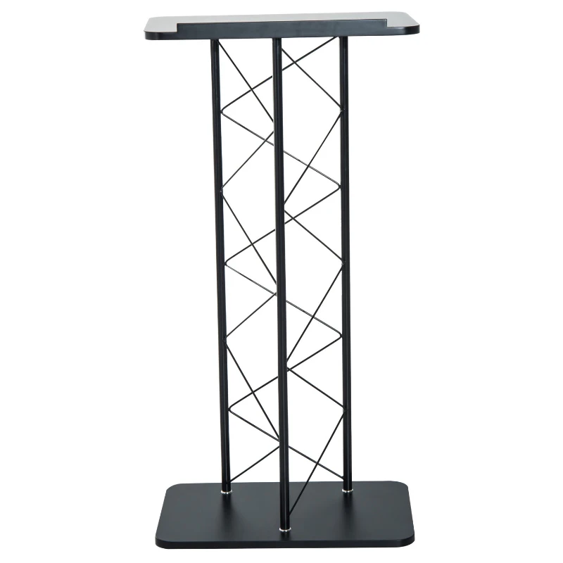 HOMCOM Floor-Standing Lecturn Stand-Black Metal Pipe, MDF