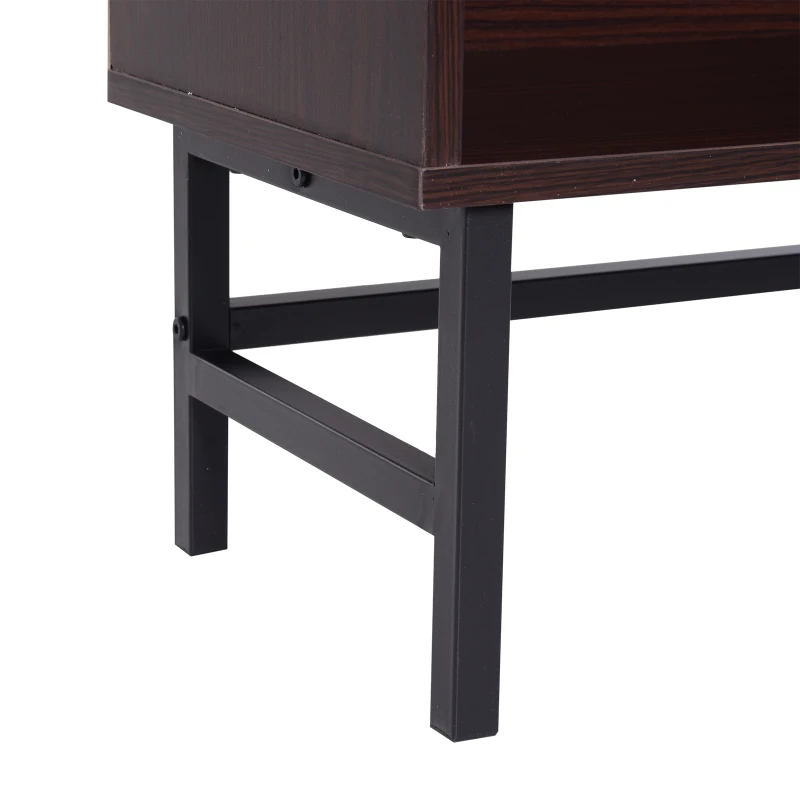 HOMCOM 4-Tier Bookshelf, 80Lx29.5Wx180H cm-Dark Coffee/Grain/Black Colour