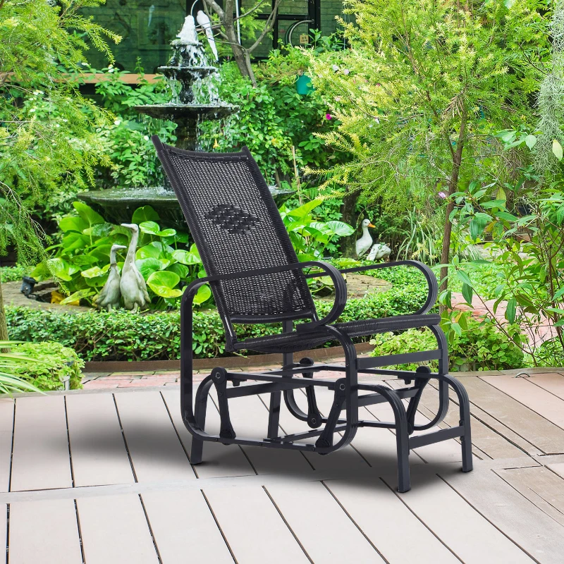Outsunny Rattan Aluminum Gliding Chair-Black