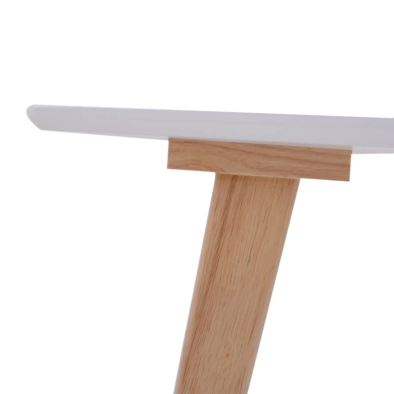 HOMCOM Scandinavian Style Coffee Table, 120Lx70Wx45H cm-White/Natural Wood Colour