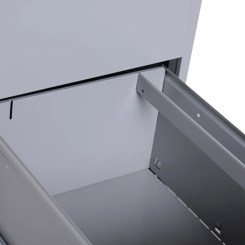 Vinsetto 3-Drawer File Cabinet, 47Wx62Dx102H cm, Steel-Grey