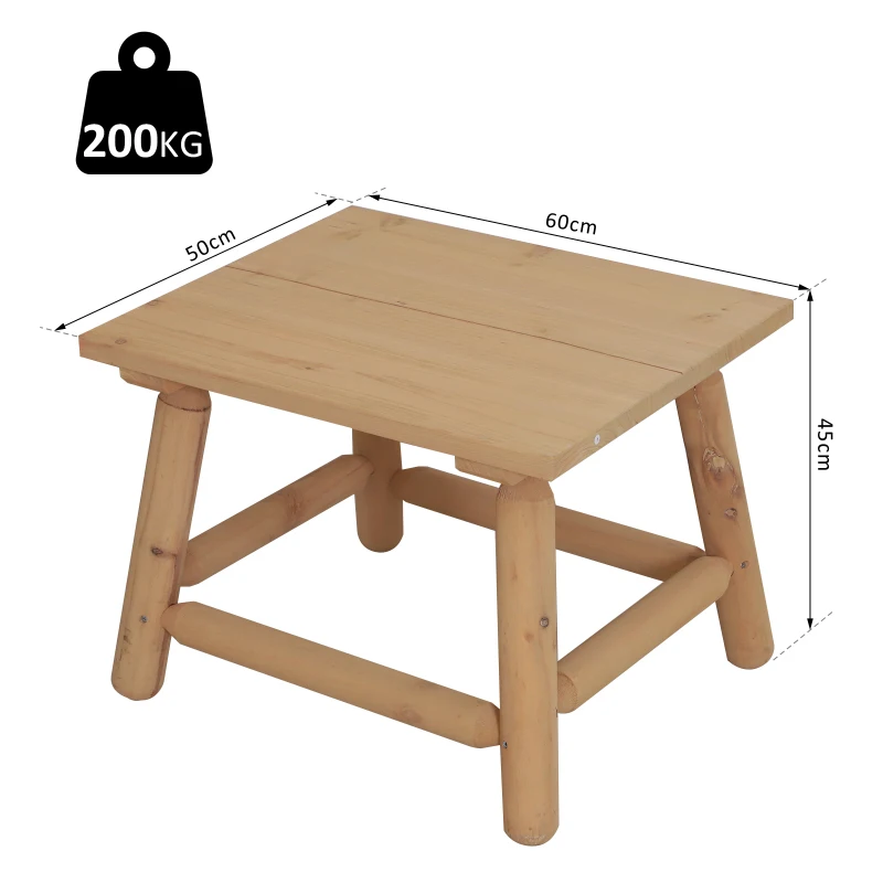 Outsunny Coffee Table, Fir Wood, 60Lx50Wx45H cm-Natural Wood Colour