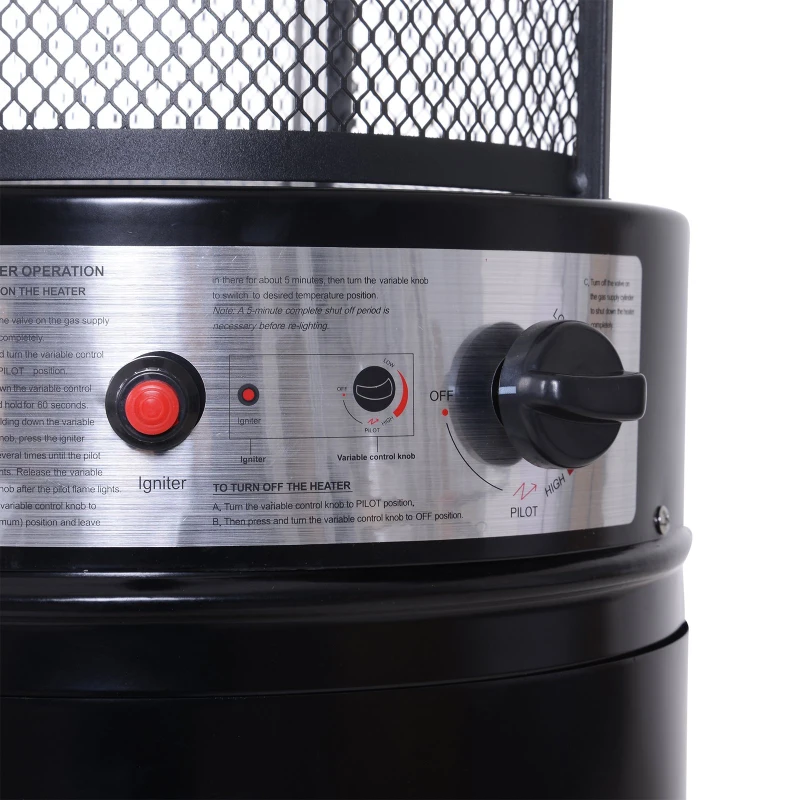 Outsunny 11KW Portable Patio Heater W/Wheels, Stainless Steel-Black