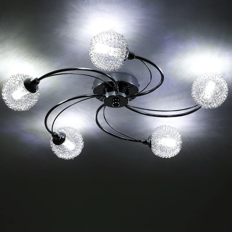 HOMCOM 5 Way Crossover Ceiling Light Swirl Pendant, G9 Base, 25W-Silver