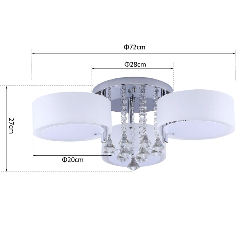 HOMCOM Pendent Ceiling Light, Ф72-Silver/White