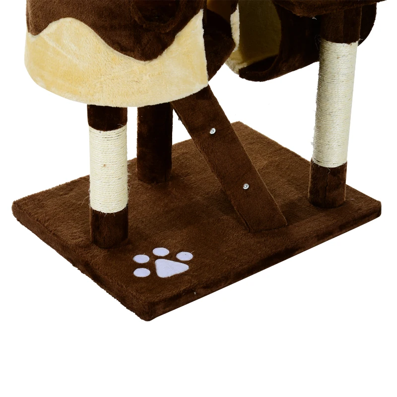 Pawhut 260cm Cat Tree Kitten Activity Center – Coffee & Cream