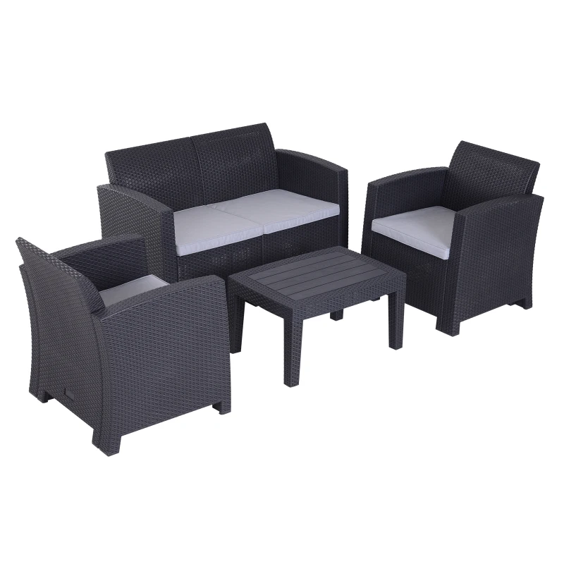 Outsunny 4 Pcs Polypropylene Sofa Set -Graphite