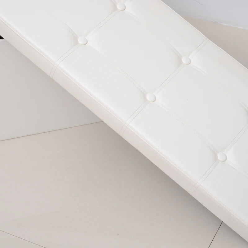 HOMCOM Foldable Storage Ottoman Box Stool Stool PU Bench Seat w/ Lid 110Lx38Wx38H(cm) (Cream White)