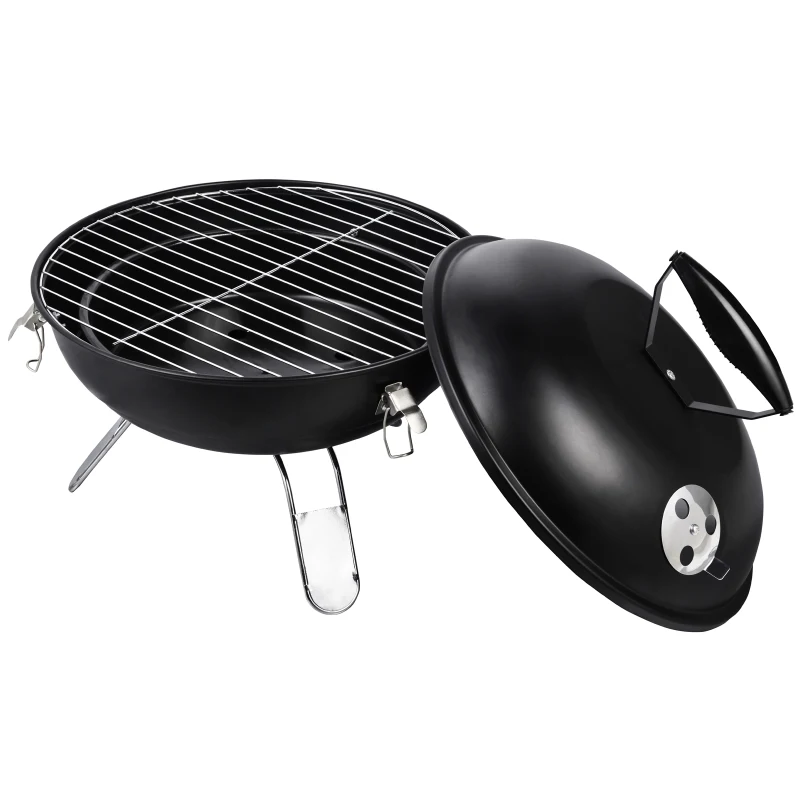Outsunny Steel Portable Charcoal BBQ Grill w/ Grid Black