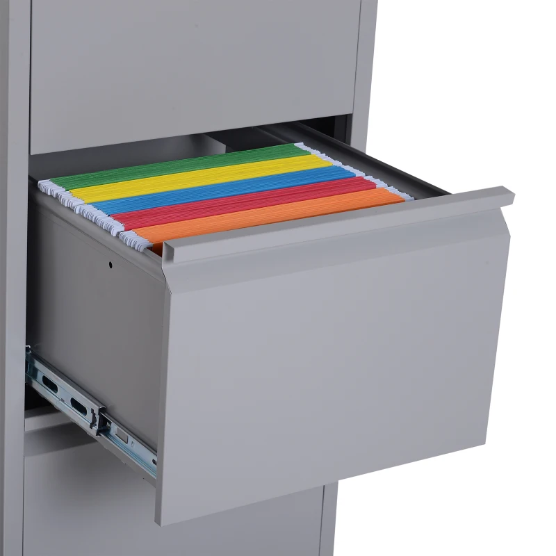 Vinsetto 3-Drawer File Cabinet, 47Wx62Dx102H cm, Steel-Grey